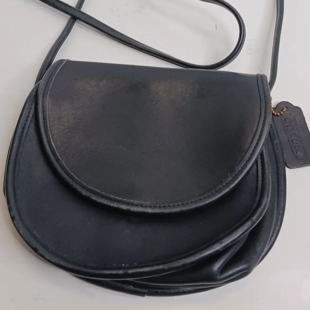 Coach Casey Black Leather Crossbody Vintage Handbag Purse